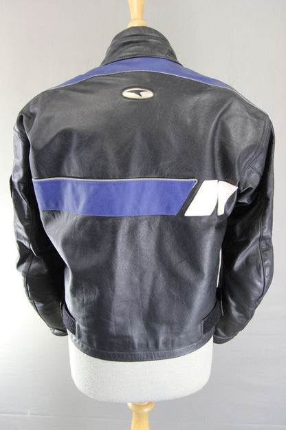AXO RACING ITALIAN MADE LEATHER BIKER JACKET + CE ARMOUR & THERMAL LINING 36IN/S
