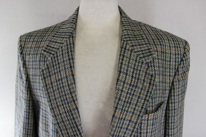 BRITISH MADE CENTAUR PURE WOOL GREEN HOUNDSTOOTH CHECKED JACKET 40 IN (REG FIT)