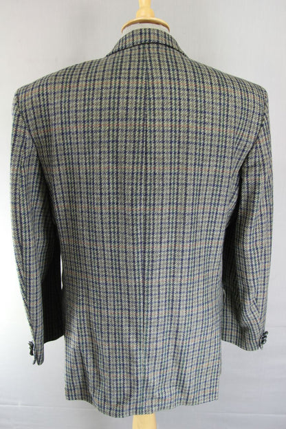 BRITISH MADE CENTAUR PURE WOOL GREEN HOUNDSTOOTH CHECKED JACKET 40 IN (REG FIT)