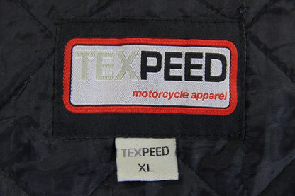 TEXPEED BLACK LEATHER BIKER JACKET WITH CE ARMOUR & THERMAL LINING 44-46 INCH/XL