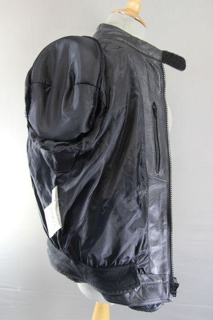FRANK THOMAS BLACK LEATHER BIKER JACKET WITH ARMASPORT PLUS CE ARMOUR 38-40 INCH