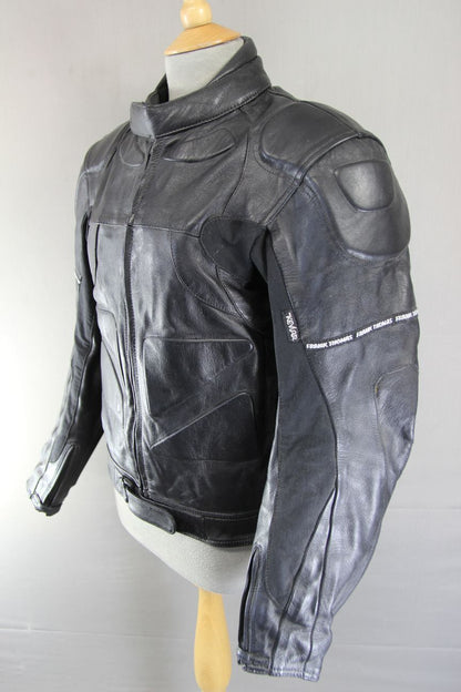 FRANK THOMAS BLACK LEATHER BIKER JACKET WITH ARMASPORT PLUS CE ARMOUR 38-40 INCH