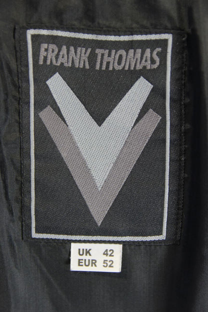 FRANK THOMAS BLACK LEATHER BIKER JACKET WITH ARMASPORT PLUS CE ARMOUR 38-40 INCH