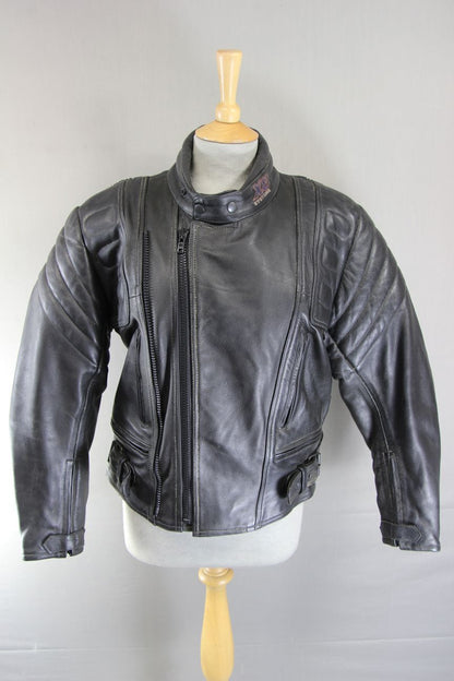 X8 SYSTEMS CLASSIC BLACK LEATHER BIKER JACKET 36 INCH
