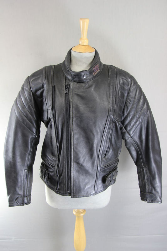 X8 SYSTEMS CLASSIC BLACK LEATHER BIKER JACKET 36 INCH