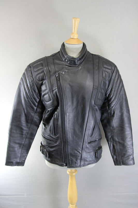 CLASSIC BLACK ACE LEATHERS BIKER JACKET 38-40 INCH