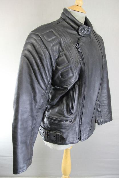 CLASSIC BLACK ACE LEATHERS BIKER JACKET 38-40 INCH