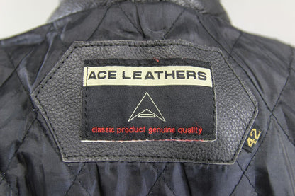 CLASSIC BLACK ACE LEATHERS BIKER JACKET 38-40 INCH