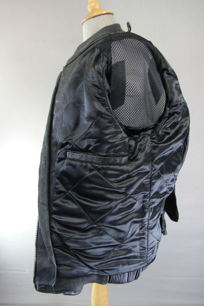 SPORTEX STRIKE BLACK & GREY LEATHER BIKER JACKET WITH REMOVABLE PROTECTORS 40 IN