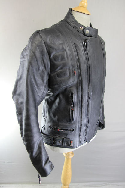 GEAR X CLASSIC BLACK LEATHER BIKER JACKET 38-40 INCH/MEDIUM