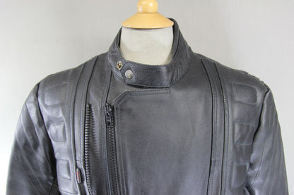 GEAR X CLASSIC BLACK LEATHER BIKER JACKET 38-40 INCH/MEDIUM