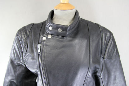 CLASSIC WADDINGTON BLACK LEATHER BIKER JACKET 38 INCH CHEST