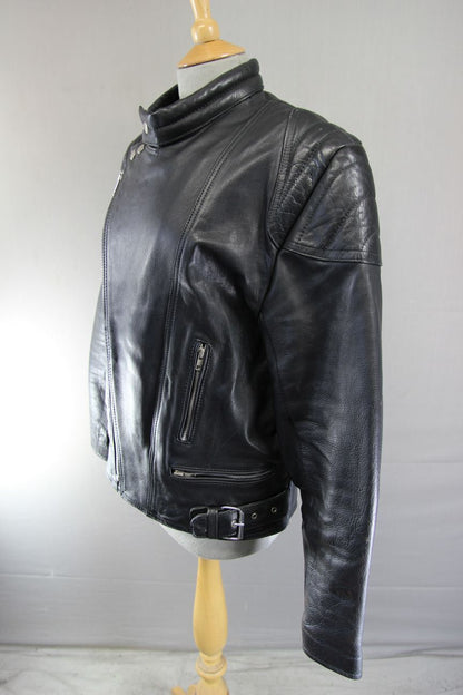 CLASSIC WADDINGTON BLACK LEATHER BIKER JACKET 38 INCH CHEST