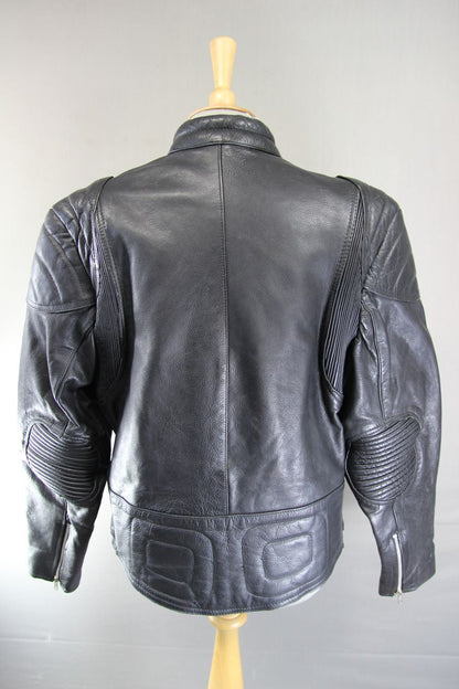 CLASSIC WADDINGTON BLACK LEATHER BIKER JACKET 38 INCH CHEST