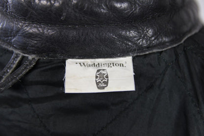 CLASSIC WADDINGTON BLACK LEATHER BIKER JACKET 38 INCH CHEST