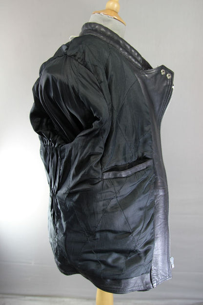 CLASSIC WADDINGTON BLACK LEATHER BIKER JACKET 38 INCH CHEST