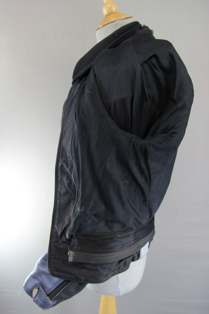 HEIN GERICKE PRO SPORTS BLUE, SILVER & BLACK LEATHER BIKER JACKET+CE ARMOUR 36IN