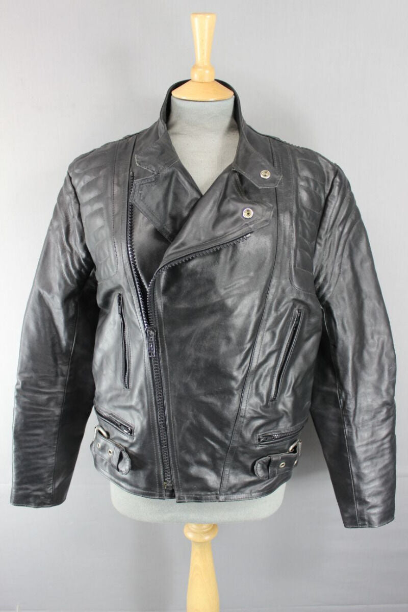 CLASSIC BRITISH MADE FIELDSHEER BLACK LEATHER BIKER JACKET 40 INCH