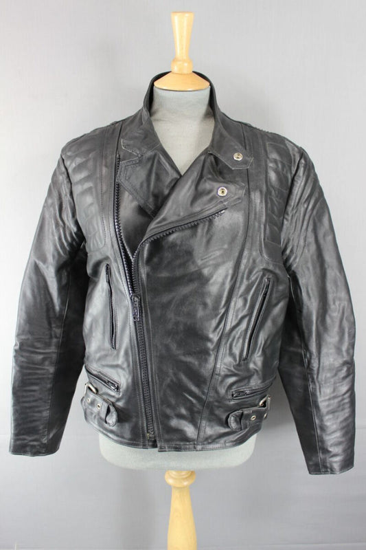CLASSIC BRITISH MADE FIELDSHEER BLACK LEATHER BIKER JACKET 40 INCH