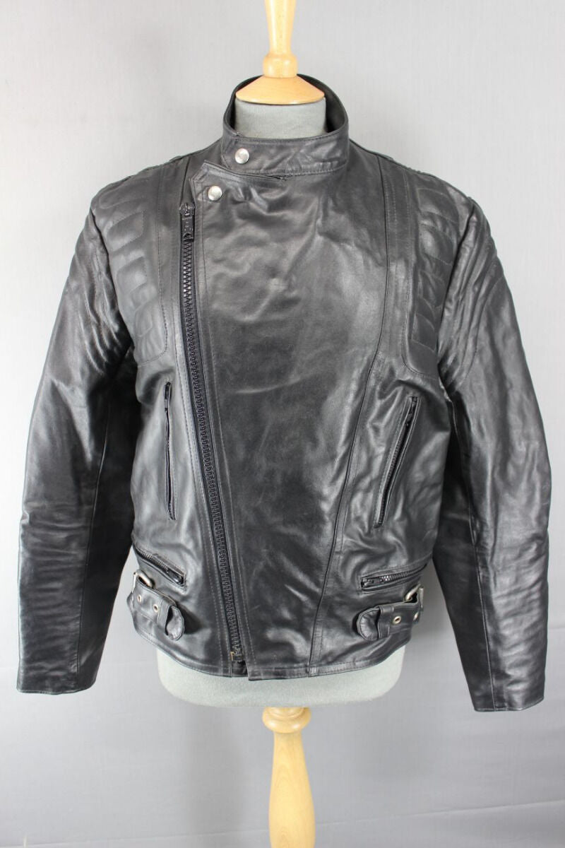CLASSIC BRITISH MADE FIELDSHEER BLACK LEATHER BIKER JACKET 40 INCH