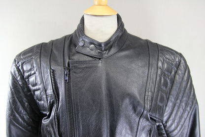 ATTRACTION BLACK LEATHER BIKER JACKET WITH REMOVABLE THERMAL LINING 42-44 INCH