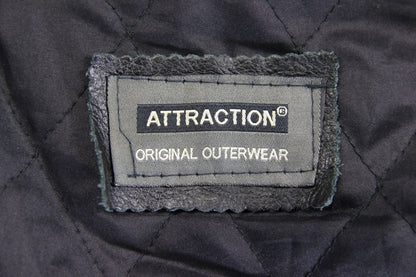 ATTRACTION BLACK LEATHER BIKER JACKET WITH REMOVABLE THERMAL LINING 42-44 INCH