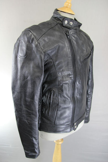 VINTAGE KETT CLASSIC BLACK COWHIDE LEATHER BIKER JACKET 36-38 INCH