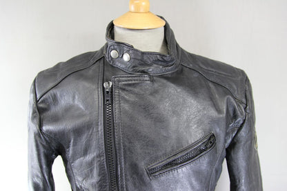 VINTAGE KETT CLASSIC BLACK COWHIDE LEATHER BIKER JACKET 36-38 INCH