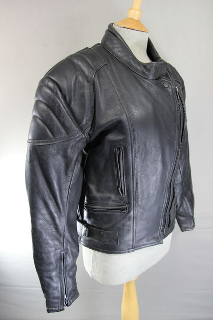 CLASSIC LAMBA BLACK LEATHER BIKER JACKET: SIZE 14/34 -36 INCH CHEST