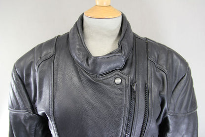 CLASSIC LAMBA BLACK LEATHER BIKER JACKET: SIZE 14/34 -36 INCH CHEST