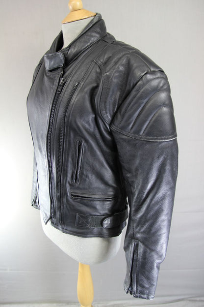 CLASSIC LAMBA BLACK LEATHER BIKER JACKET: SIZE 14/34 -36 INCH CHEST