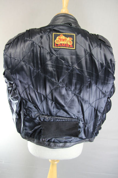 CLASSIC LAMBA BLACK LEATHER BIKER JACKET: SIZE 14/34 -36 INCH CHEST