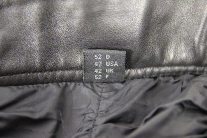 HEIN GERICKE BLACK LEATHER BIKER TROUSERS + CE ARMOUR: WAIST 32"/LEG 31"