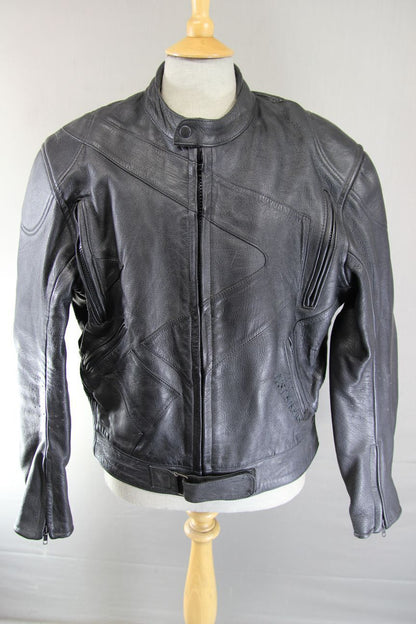 JUST BIKERS 'MAGNUM' CLASSIC BLACK LEATHER JACKET 44 INCH
