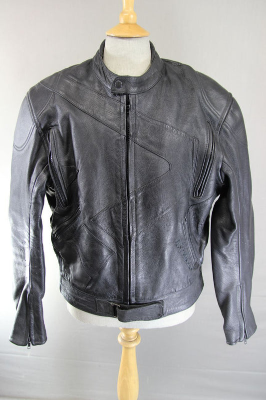 JUST BIKERS 'MAGNUM' CLASSIC BLACK LEATHER JACKET 44 INCH