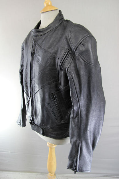JUST BIKERS 'MAGNUM' CLASSIC BLACK LEATHER JACKET 44 INCH