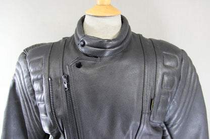 CLASSIC BIKER'S GEARBOX BLACK COWHIDE LEATHER BIKER JACKET 40-42 INCH