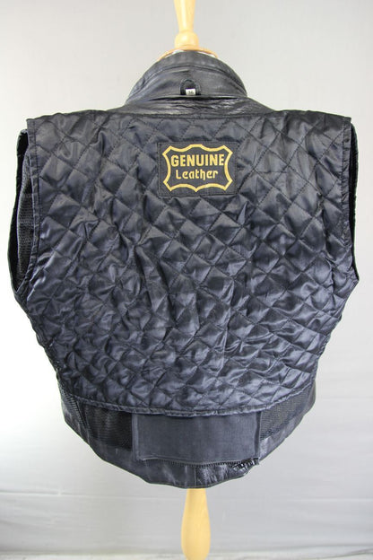 BLACK LEATHER BIKER JACKET WITH ELBOW PROTECTORS & THERMAL LINING 36 INCH