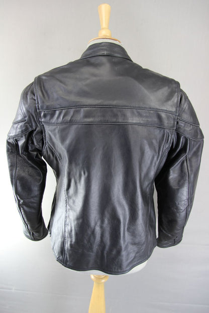 SUPERB BIKERS GEAR BLACK LEATHER JACKET WITH CE ARMOUR & THERMAL LINING: SIZE 16
