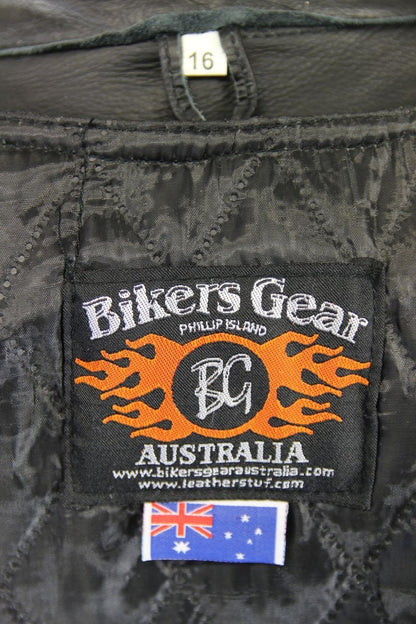 SUPERB BIKERS GEAR BLACK LEATHER JACKET WITH CE ARMOUR & THERMAL LINING: SIZE 16