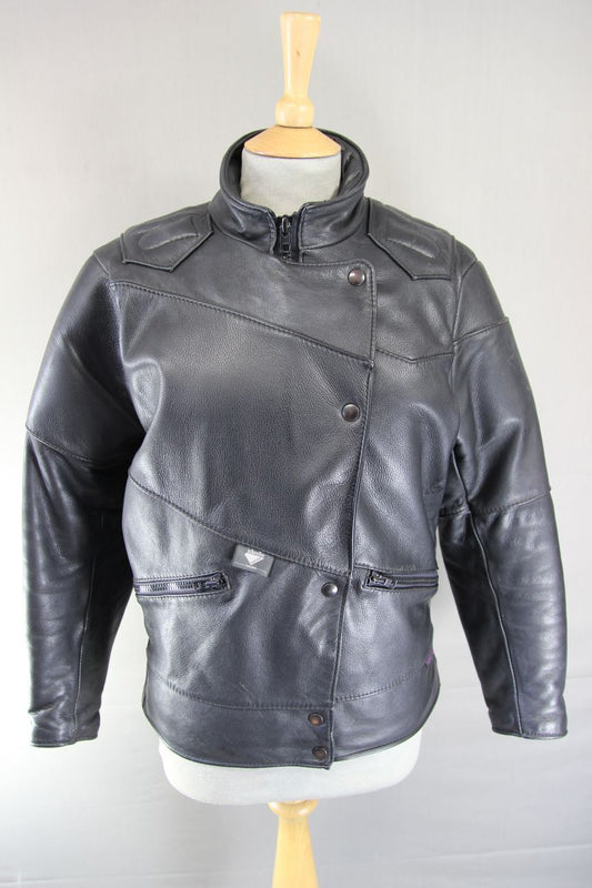 CLASSIC BRITISH MADE BLACK SCOTT LEATHER BIKER JACKET SIZE 14/36 INCH