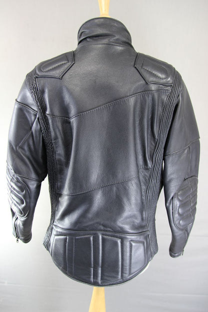 CLASSIC BRITISH MADE BLACK SCOTT LEATHER BIKER JACKET SIZE 14/36 INCH