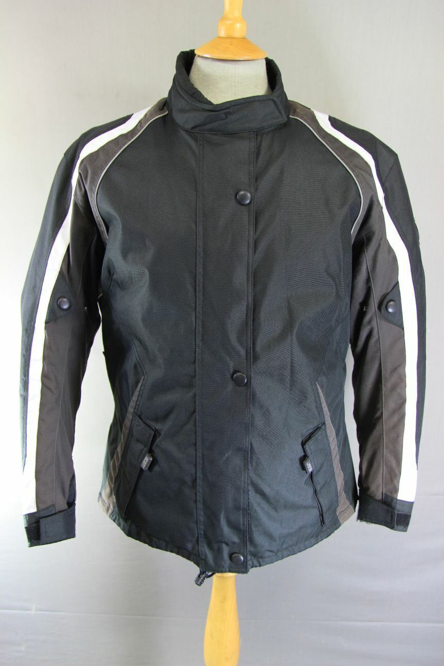 JTS BLACK & BROWN TEXTILE BIKER JACKET + CE ARMOUR & THERMAL LINING: SIZE 18/XL