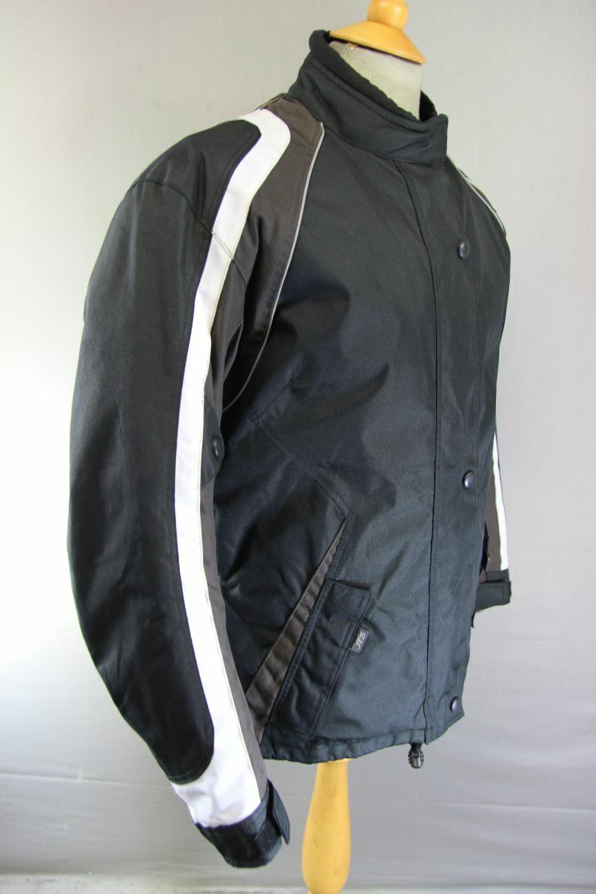 JTS BLACK & BROWN TEXTILE BIKER JACKET + CE ARMOUR & THERMAL LINING: SIZE 18/XL