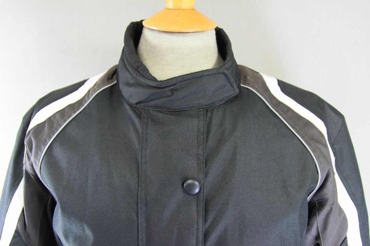 JTS BLACK & BROWN TEXTILE BIKER JACKET + CE ARMOUR & THERMAL LINING: SIZE 18/XL