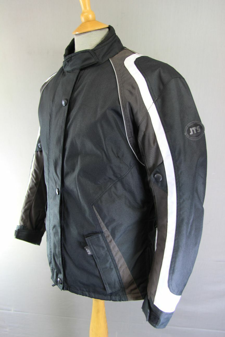 JTS BLACK & BROWN TEXTILE BIKER JACKET + CE ARMOUR & THERMAL LINING: SIZE 18/XL