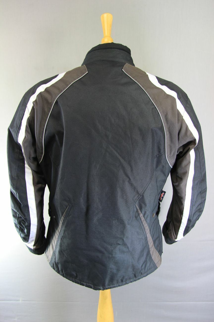 JTS BLACK & BROWN TEXTILE BIKER JACKET + CE ARMOUR & THERMAL LINING: SIZE 18/XL