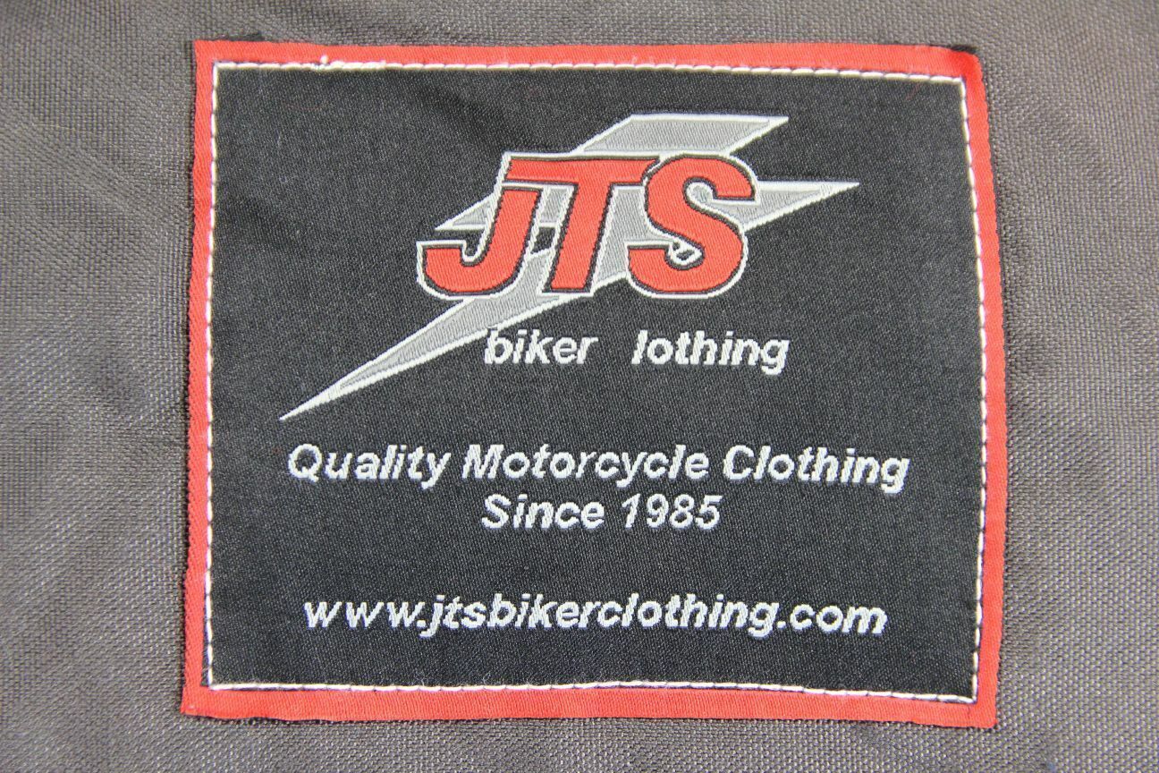 JTS BLACK & BROWN TEXTILE BIKER JACKET + CE ARMOUR & THERMAL LINING: SIZE 18/XL