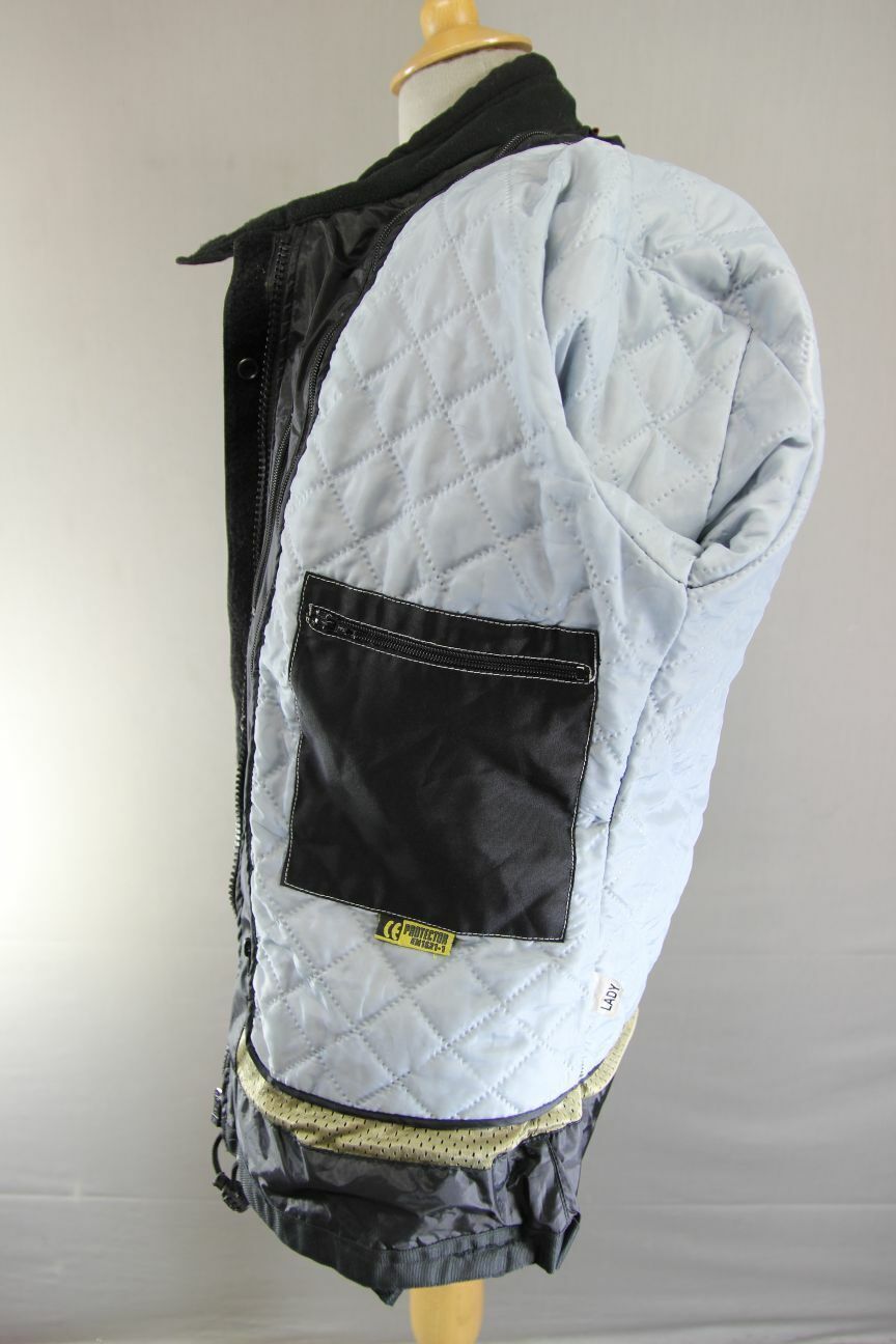 JTS BLACK & BROWN TEXTILE BIKER JACKET + CE ARMOUR & THERMAL LINING: SIZE 18/XL