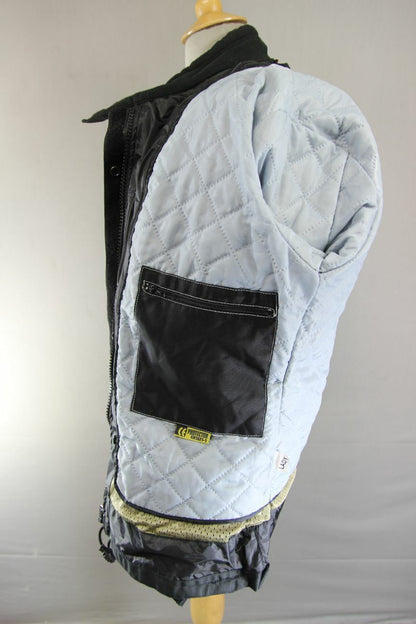 JTS BLACK & BROWN TEXTILE BIKER JACKET + CE ARMOUR & THERMAL LINING: SIZE 18/XL